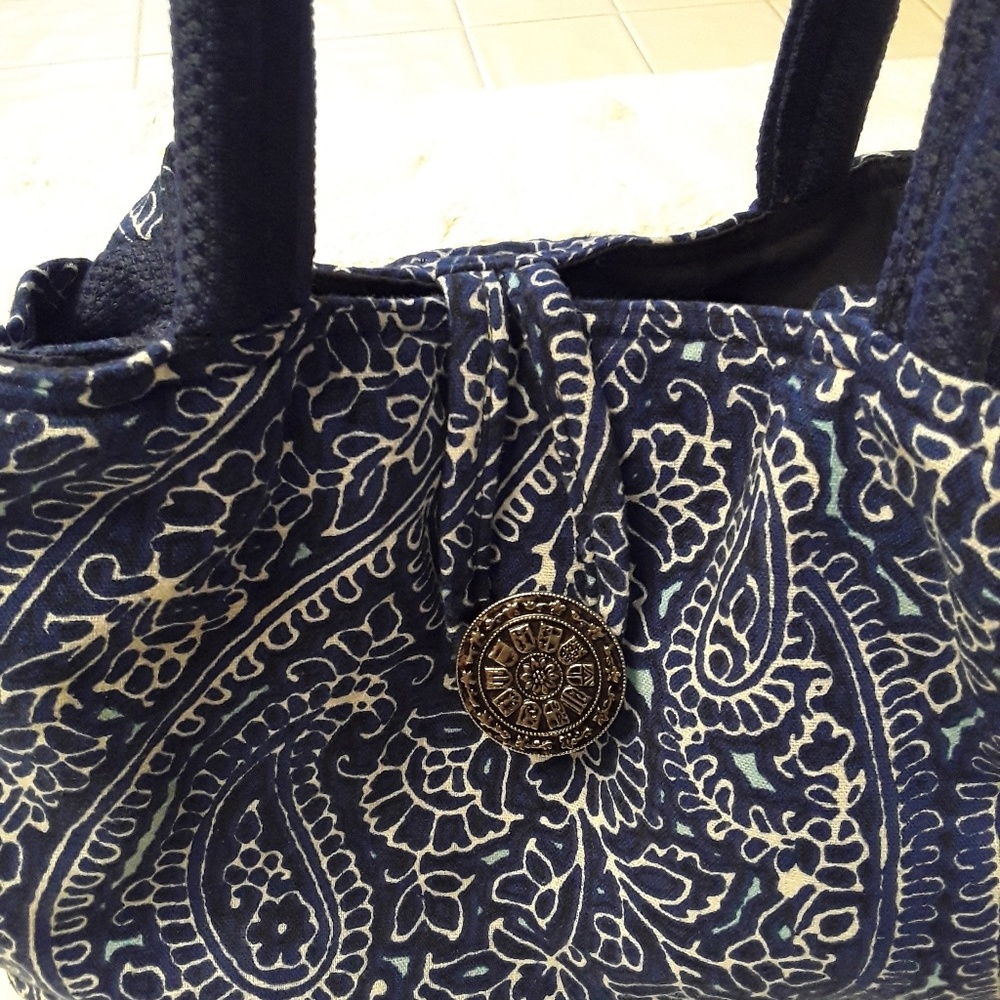 Handmade blue and white purse several pockets